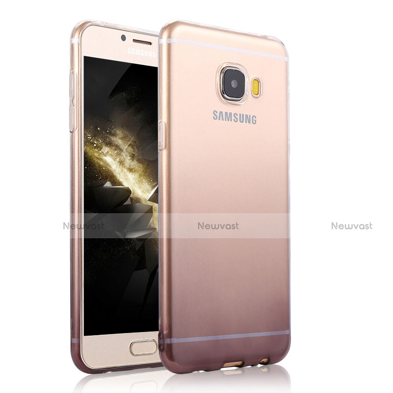 Ultra-thin Transparent Gel Gradient Soft Case T04 for Samsung Galaxy C7 Pro C7010 Gray