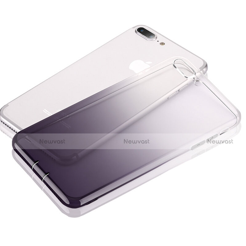 Ultra-thin Transparent Gel Gradient Soft Case with Finger Ring Stand for Apple iPhone 8 Plus Gray