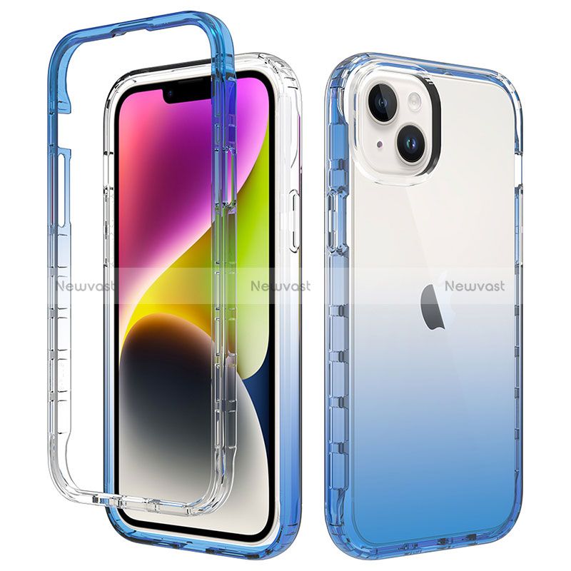 Ultra-thin Transparent Gel Gradient Soft Matte Finish Front and Back Case 360 Degrees Cover for Apple iPhone 13 Blue