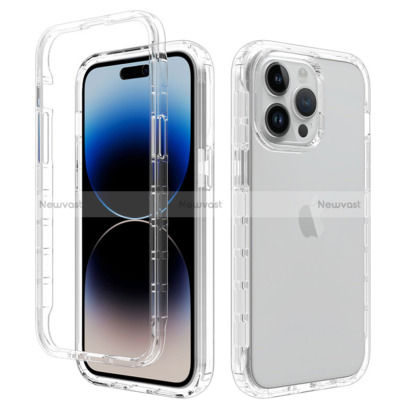 Ultra-thin Transparent Gel Gradient Soft Matte Finish Front and Back Case 360 Degrees Cover for Apple iPhone 13 Pro Clear