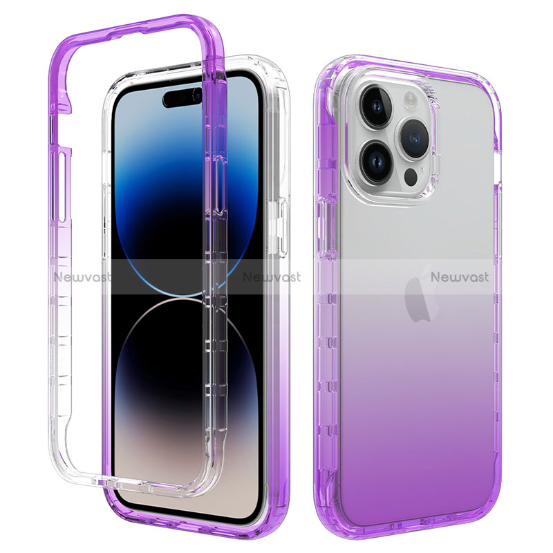 Ultra-thin Transparent Gel Gradient Soft Matte Finish Front and Back Case 360 Degrees Cover for Apple iPhone 14 Pro