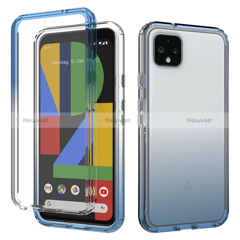 Ultra-thin Transparent Gel Gradient Soft Matte Finish Front and Back Case 360 Degrees Cover for Google Pixel 4 XL Blue