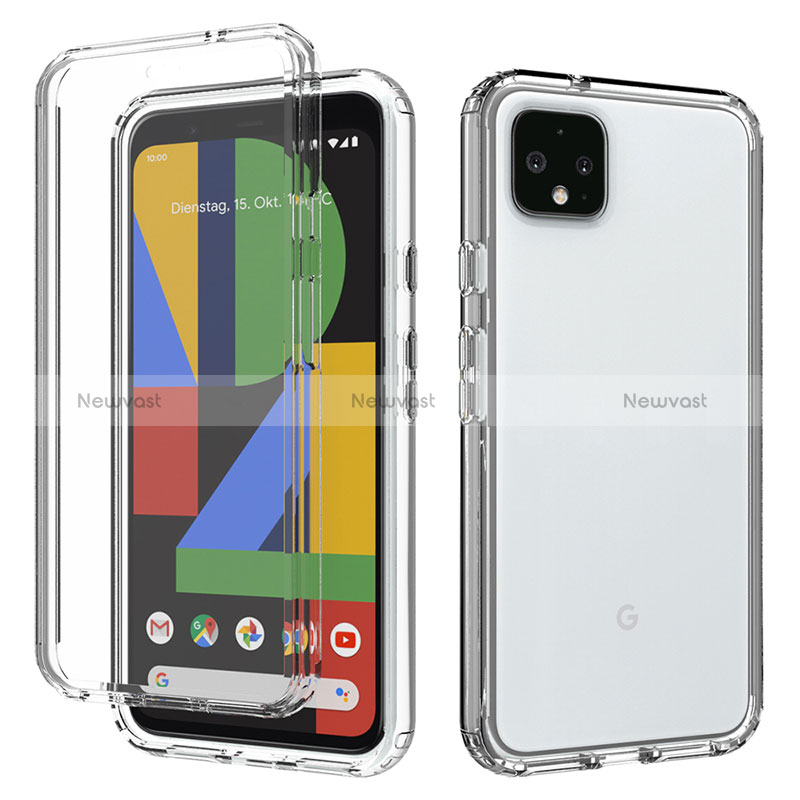 Ultra-thin Transparent Gel Gradient Soft Matte Finish Front and Back Case 360 Degrees Cover for Google Pixel 4 XL Clear
