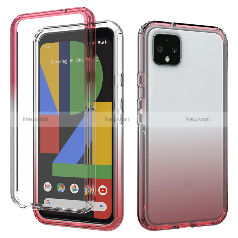 Ultra-thin Transparent Gel Gradient Soft Matte Finish Front and Back Case 360 Degrees Cover for Google Pixel 4 XL Red
