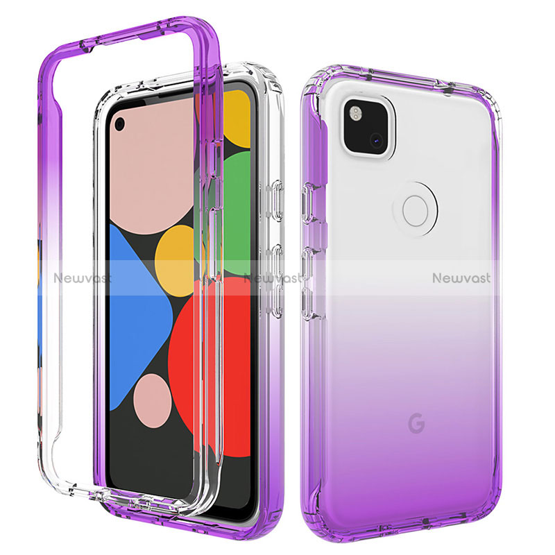 Ultra-thin Transparent Gel Gradient Soft Matte Finish Front and Back Case 360 Degrees Cover for Google Pixel 4a