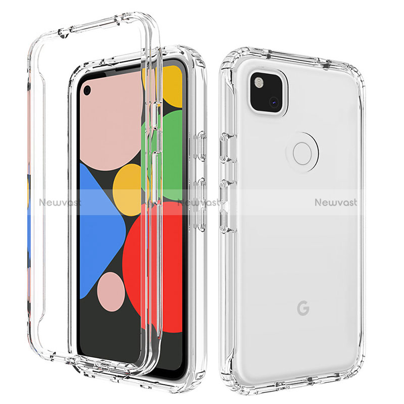 Ultra-thin Transparent Gel Gradient Soft Matte Finish Front and Back Case 360 Degrees Cover for Google Pixel 4a Clear