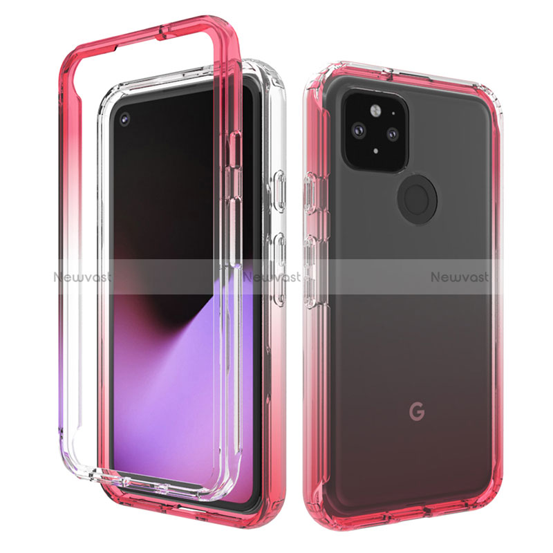 Ultra-thin Transparent Gel Gradient Soft Matte Finish Front and Back Case 360 Degrees Cover for Google Pixel 5