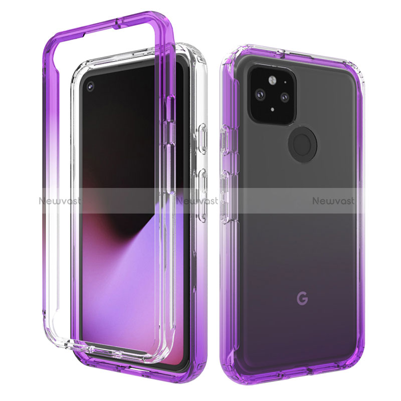 Ultra-thin Transparent Gel Gradient Soft Matte Finish Front and Back Case 360 Degrees Cover for Google Pixel 5