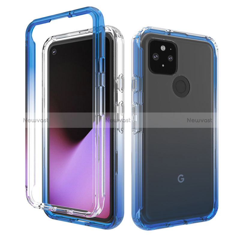 Ultra-thin Transparent Gel Gradient Soft Matte Finish Front and Back Case 360 Degrees Cover for Google Pixel 5