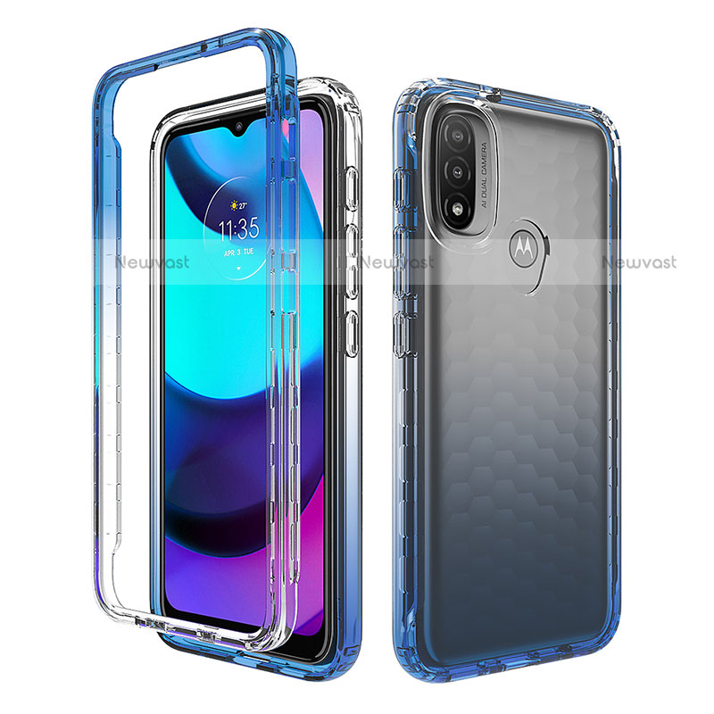 Ultra-thin Transparent Gel Gradient Soft Matte Finish Front and Back Case 360 Degrees Cover for Motorola Moto E20 Blue
