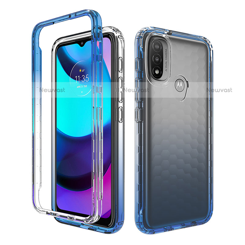 Ultra-thin Transparent Gel Gradient Soft Matte Finish Front and Back Case 360 Degrees Cover for Motorola Moto E30 Blue