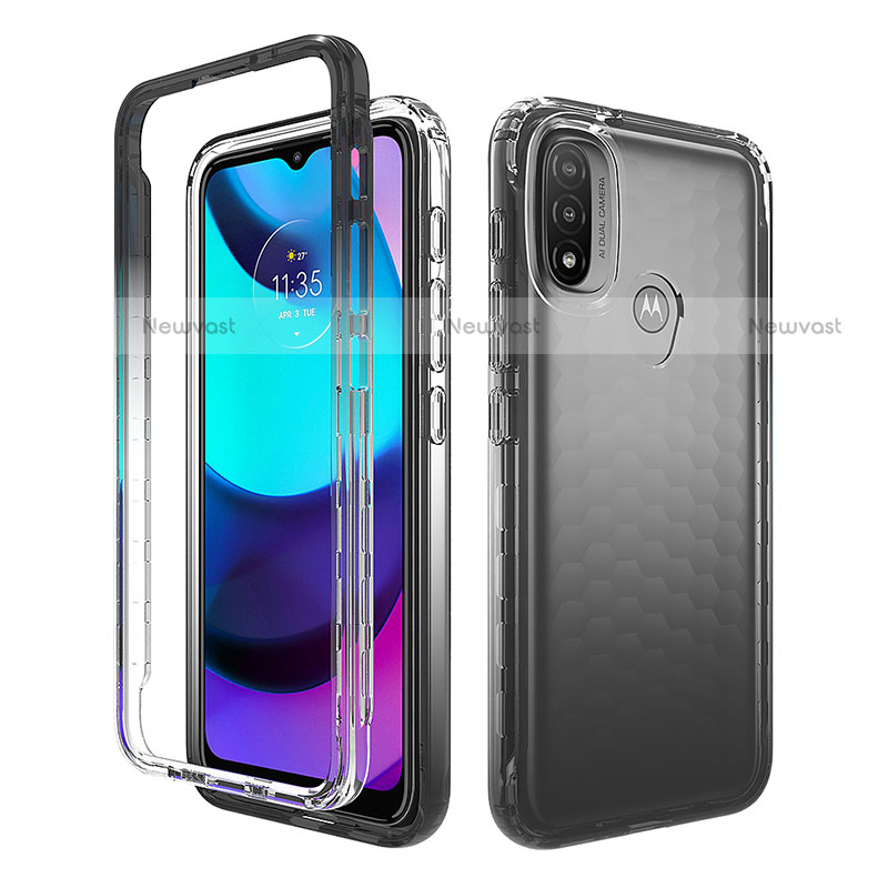 Ultra-thin Transparent Gel Gradient Soft Matte Finish Front and Back Case 360 Degrees Cover for Motorola Moto E40 Black