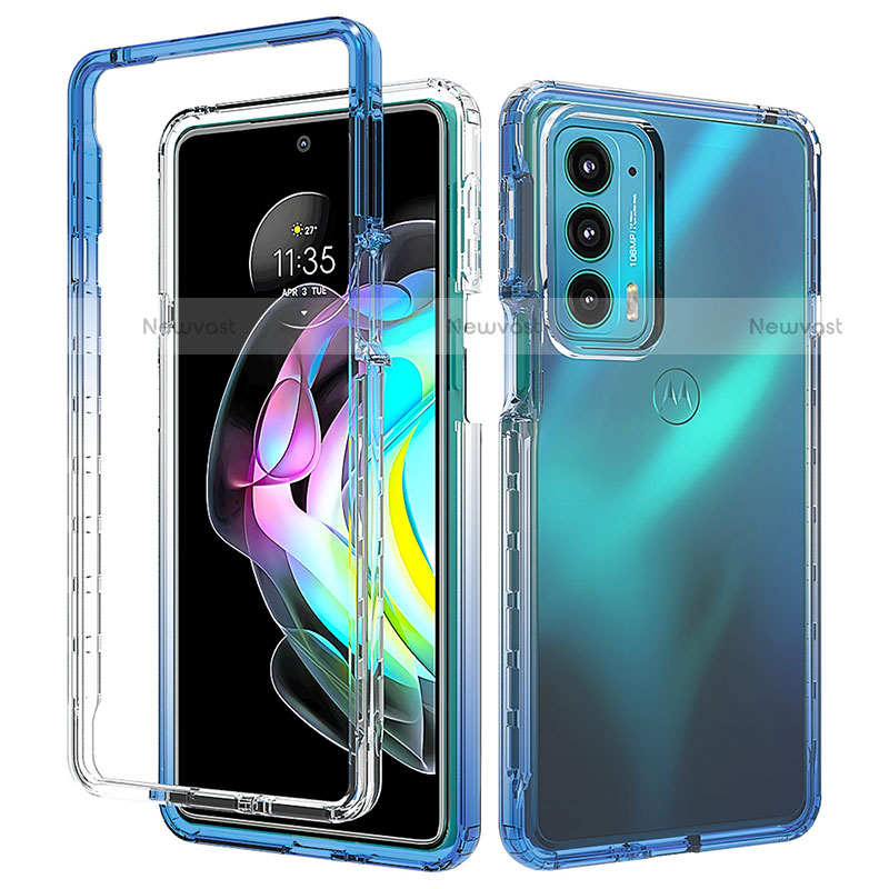 Ultra-thin Transparent Gel Gradient Soft Matte Finish Front and Back Case 360 Degrees Cover for Motorola Moto Edge 20 5G Blue