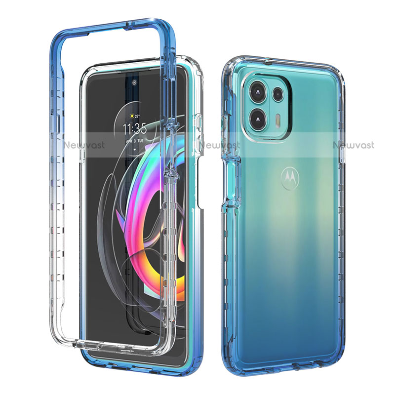 Ultra-thin Transparent Gel Gradient Soft Matte Finish Front and Back Case 360 Degrees Cover for Motorola Moto Edge 20 Lite 5G Blue