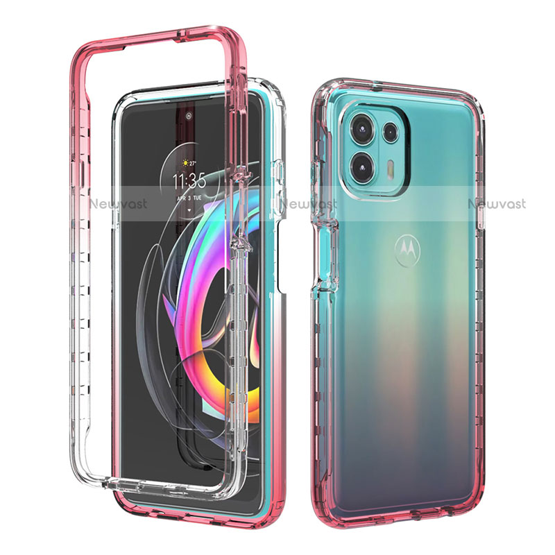 Ultra-thin Transparent Gel Gradient Soft Matte Finish Front and Back Case 360 Degrees Cover for Motorola Moto Edge 20 Lite 5G Red