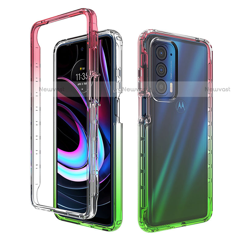 Ultra-thin Transparent Gel Gradient Soft Matte Finish Front and Back Case 360 Degrees Cover for Motorola Moto Edge (2021) 5G Colorful