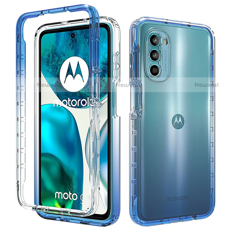 Ultra-thin Transparent Gel Gradient Soft Matte Finish Front and Back Case 360 Degrees Cover for Motorola Moto Edge (2022) 5G Blue