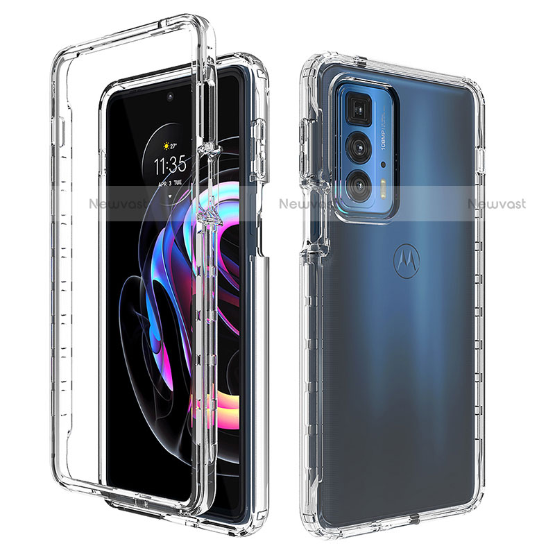Ultra-thin Transparent Gel Gradient Soft Matte Finish Front and Back Case 360 Degrees Cover for Motorola Moto Edge S Pro 5G Clear
