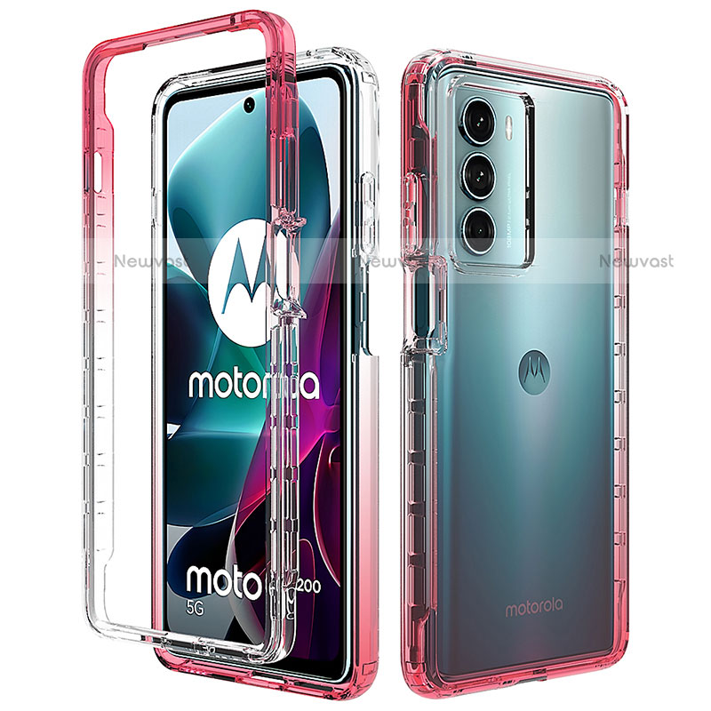 Ultra-thin Transparent Gel Gradient Soft Matte Finish Front and Back Case 360 Degrees Cover for Motorola Moto Edge S30 5G Red