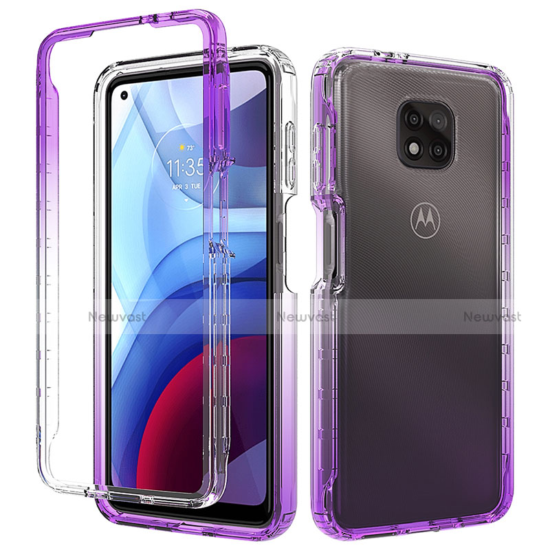 Ultra-thin Transparent Gel Gradient Soft Matte Finish Front and Back Case 360 Degrees Cover for Motorola Moto G Power (2021) Purple