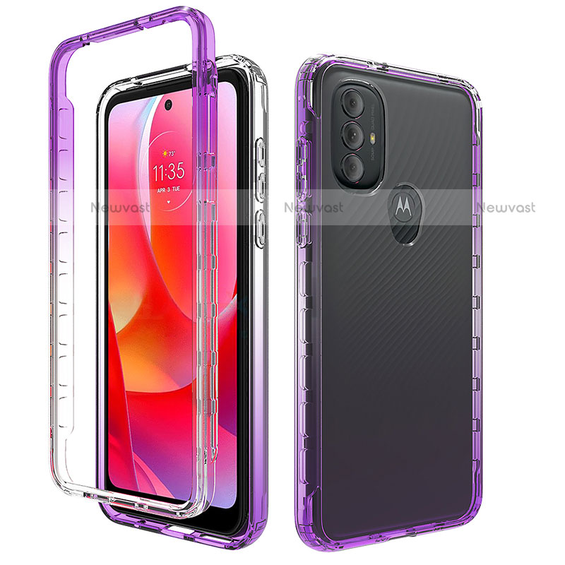 Ultra-thin Transparent Gel Gradient Soft Matte Finish Front and Back Case 360 Degrees Cover for Motorola Moto G Power (2022) Purple
