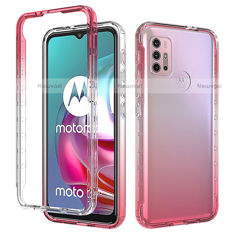 Ultra-thin Transparent Gel Gradient Soft Matte Finish Front and Back Case 360 Degrees Cover for Motorola Moto G10 Red