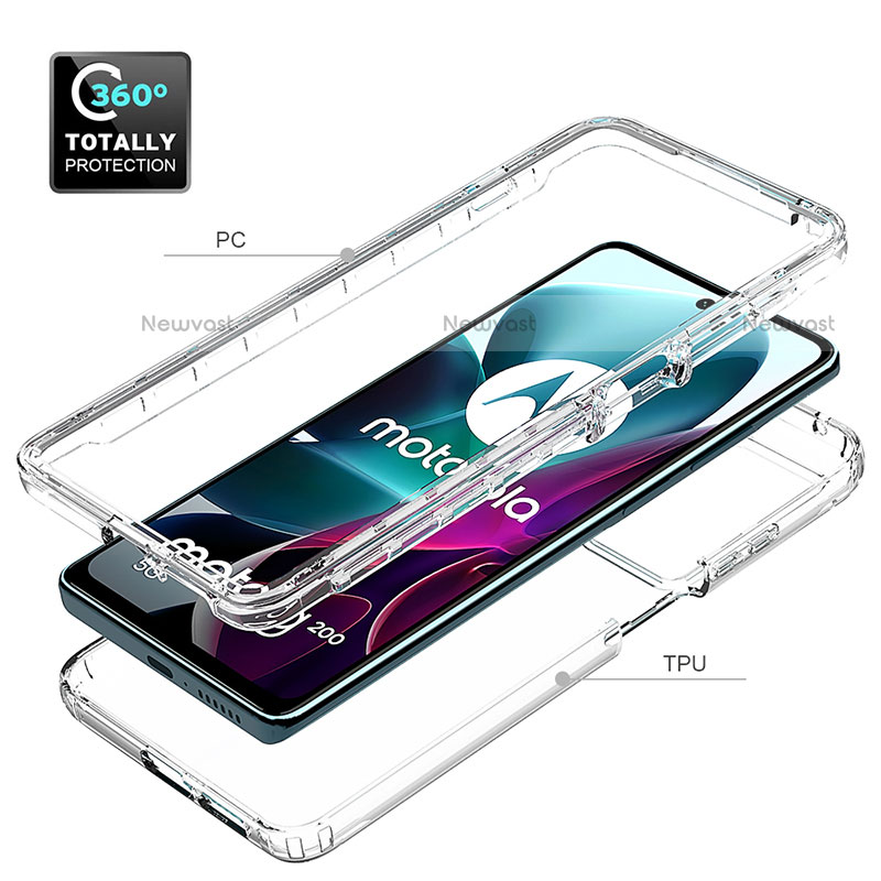 Ultra-thin Transparent Gel Gradient Soft Matte Finish Front and Back Case 360 Degrees Cover for Motorola Moto G200 5G