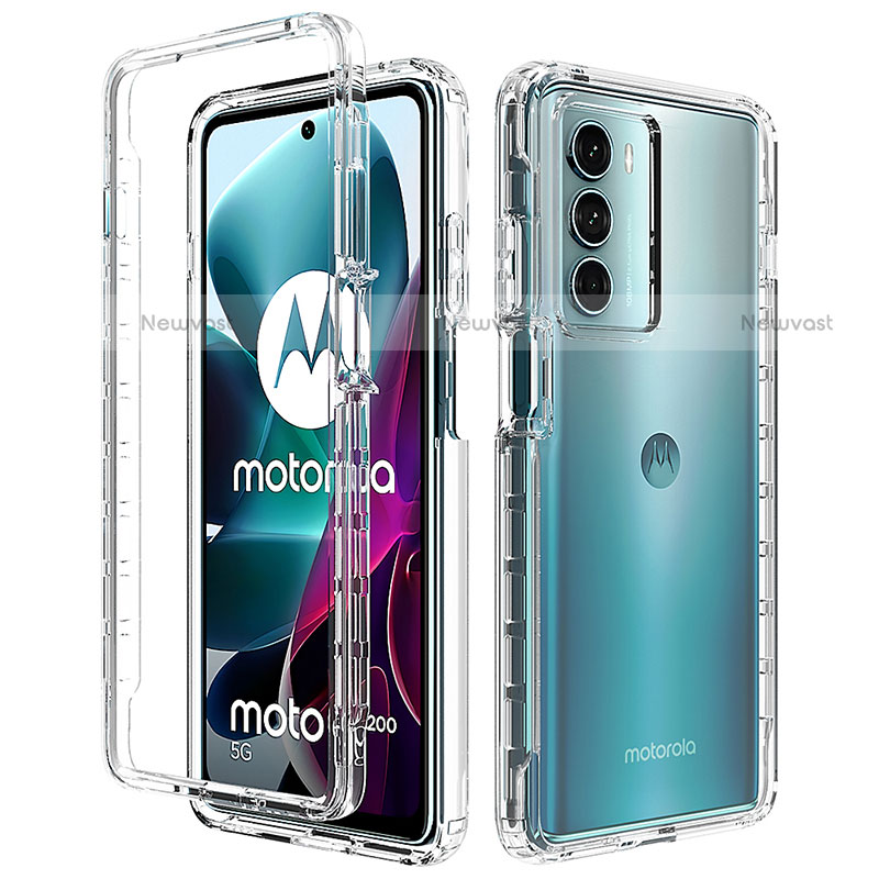 Ultra-thin Transparent Gel Gradient Soft Matte Finish Front and Back Case 360 Degrees Cover for Motorola Moto G200 5G Clear