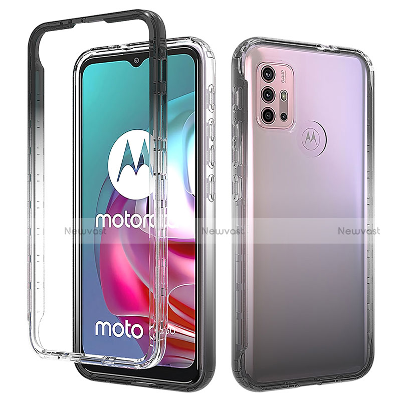Ultra-thin Transparent Gel Gradient Soft Matte Finish Front and Back Case 360 Degrees Cover for Motorola Moto G30 Black