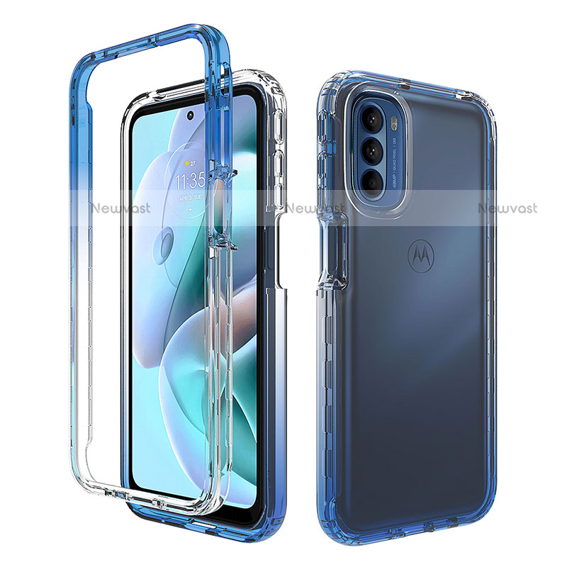 Ultra-thin Transparent Gel Gradient Soft Matte Finish Front and Back Case 360 Degrees Cover for Motorola Moto G31 Blue