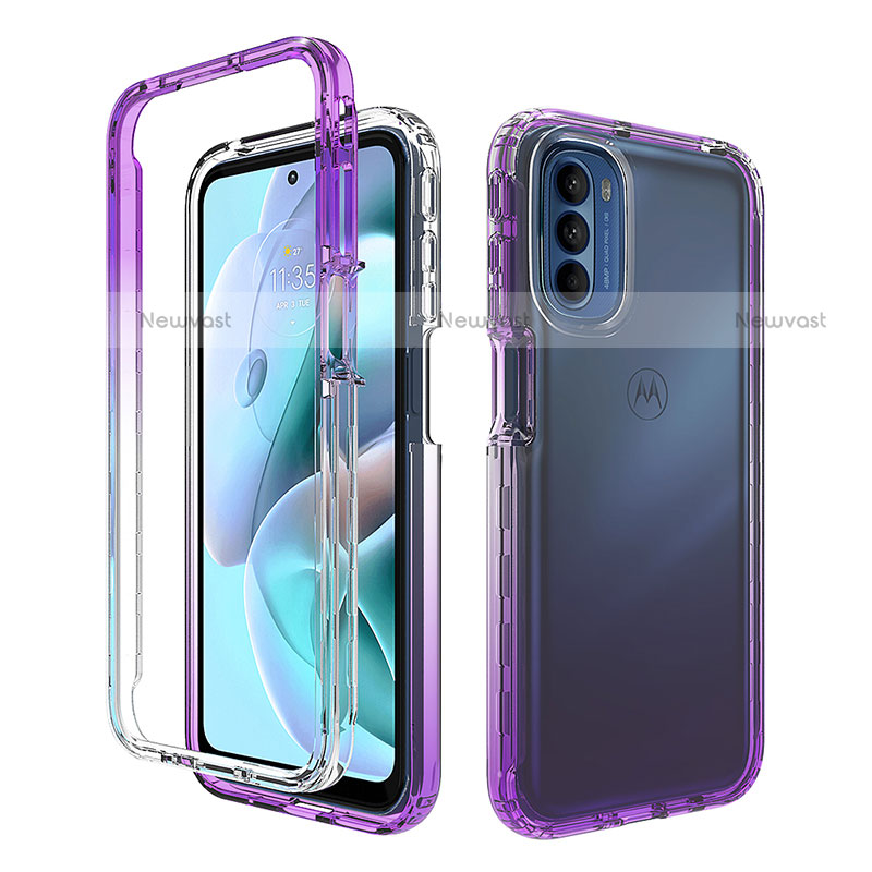 Ultra-thin Transparent Gel Gradient Soft Matte Finish Front and Back Case 360 Degrees Cover for Motorola Moto G31 Purple