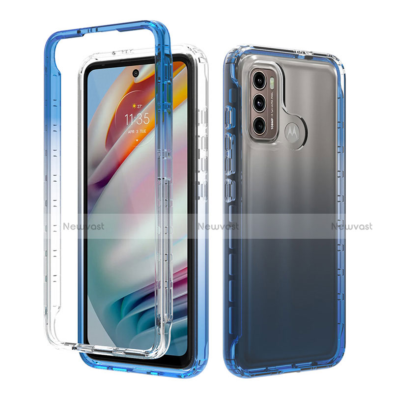 Ultra-thin Transparent Gel Gradient Soft Matte Finish Front and Back Case 360 Degrees Cover for Motorola Moto G40 Fusion Blue