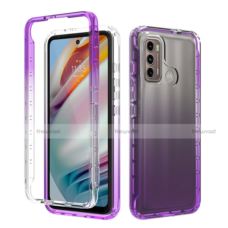 Ultra-thin Transparent Gel Gradient Soft Matte Finish Front and Back Case 360 Degrees Cover for Motorola Moto G40 Fusion Purple