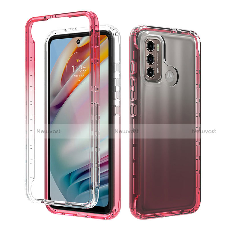 Ultra-thin Transparent Gel Gradient Soft Matte Finish Front and Back Case 360 Degrees Cover for Motorola Moto G40 Fusion Red
