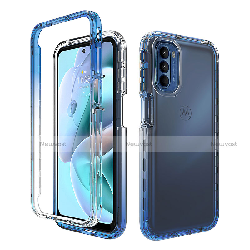 Ultra-thin Transparent Gel Gradient Soft Matte Finish Front and Back Case 360 Degrees Cover for Motorola Moto G41 Blue