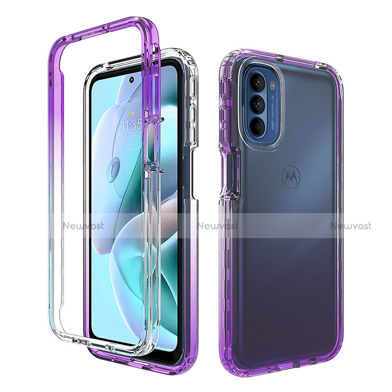 Ultra-thin Transparent Gel Gradient Soft Matte Finish Front and Back Case 360 Degrees Cover for Motorola Moto G41 Purple