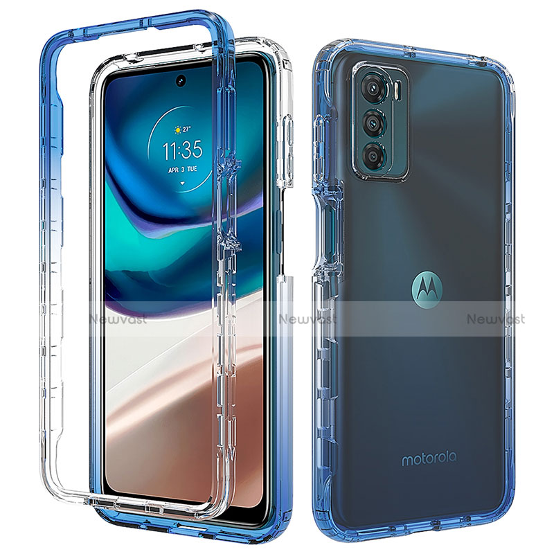Ultra-thin Transparent Gel Gradient Soft Matte Finish Front and Back Case 360 Degrees Cover for Motorola Moto G42 Blue