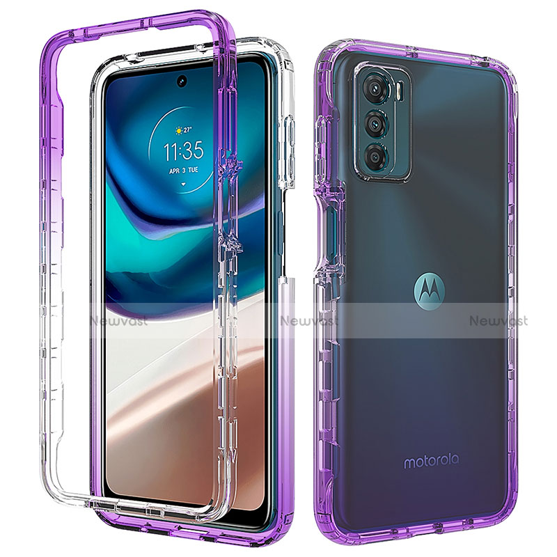 Ultra-thin Transparent Gel Gradient Soft Matte Finish Front and Back Case 360 Degrees Cover for Motorola Moto G42 Purple