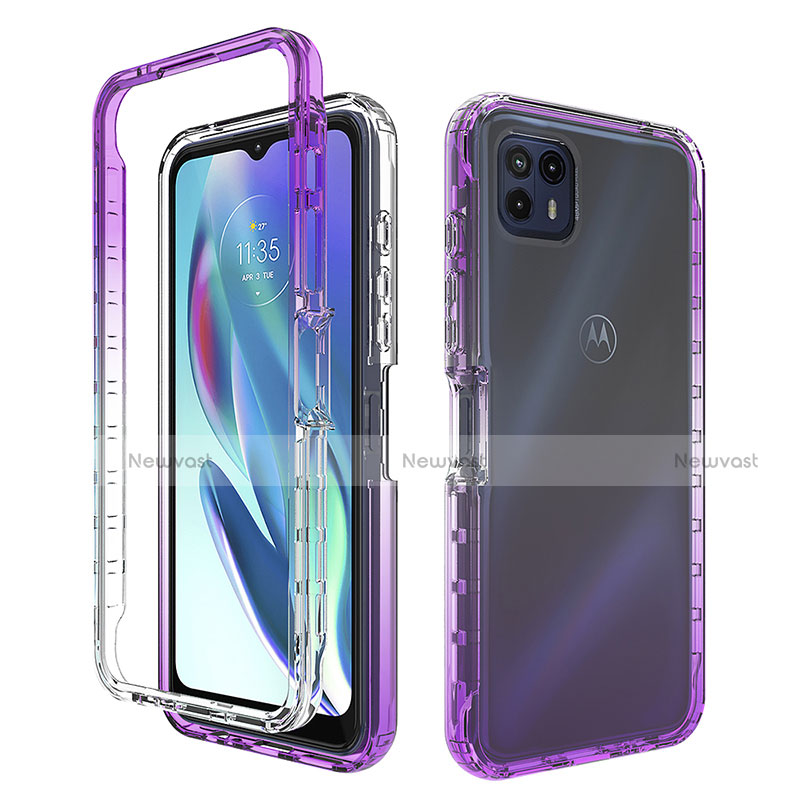 Ultra-thin Transparent Gel Gradient Soft Matte Finish Front and Back Case 360 Degrees Cover for Motorola Moto G50 5G Purple