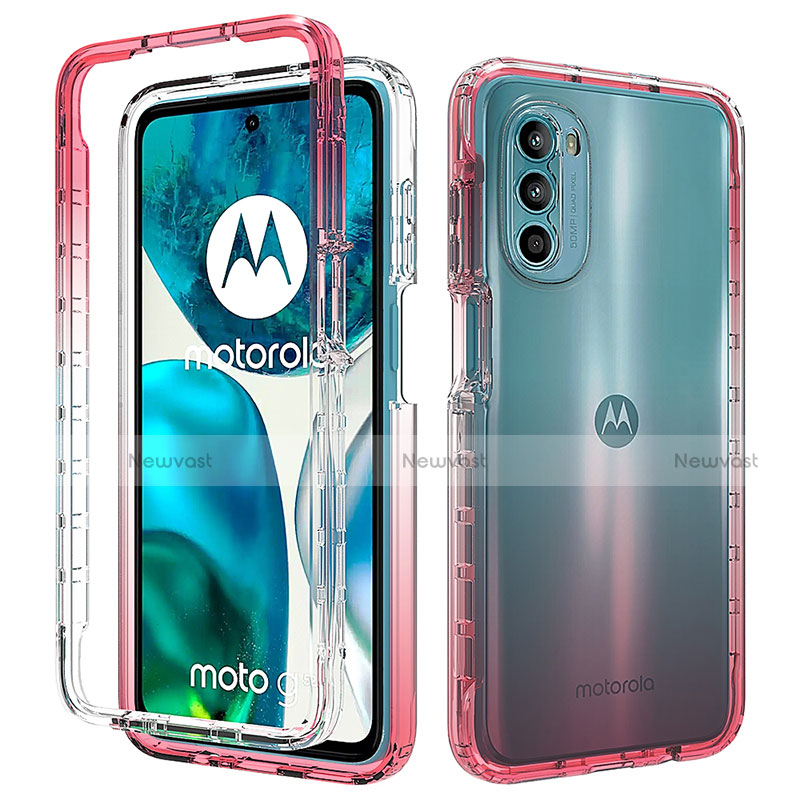 Ultra-thin Transparent Gel Gradient Soft Matte Finish Front and Back Case 360 Degrees Cover for Motorola MOTO G52 Red