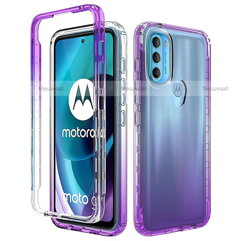 Ultra-thin Transparent Gel Gradient Soft Matte Finish Front and Back Case 360 Degrees Cover for Motorola Moto G71 5G