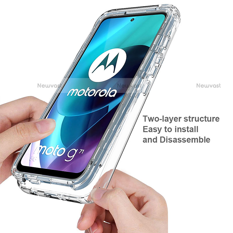 Ultra-thin Transparent Gel Gradient Soft Matte Finish Front and Back Case 360 Degrees Cover for Motorola Moto G71 5G