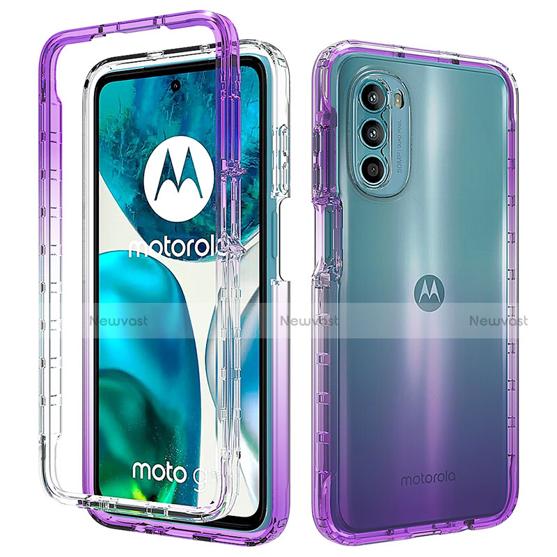 Ultra-thin Transparent Gel Gradient Soft Matte Finish Front and Back Case 360 Degrees Cover for Motorola Moto G71s 5G Purple