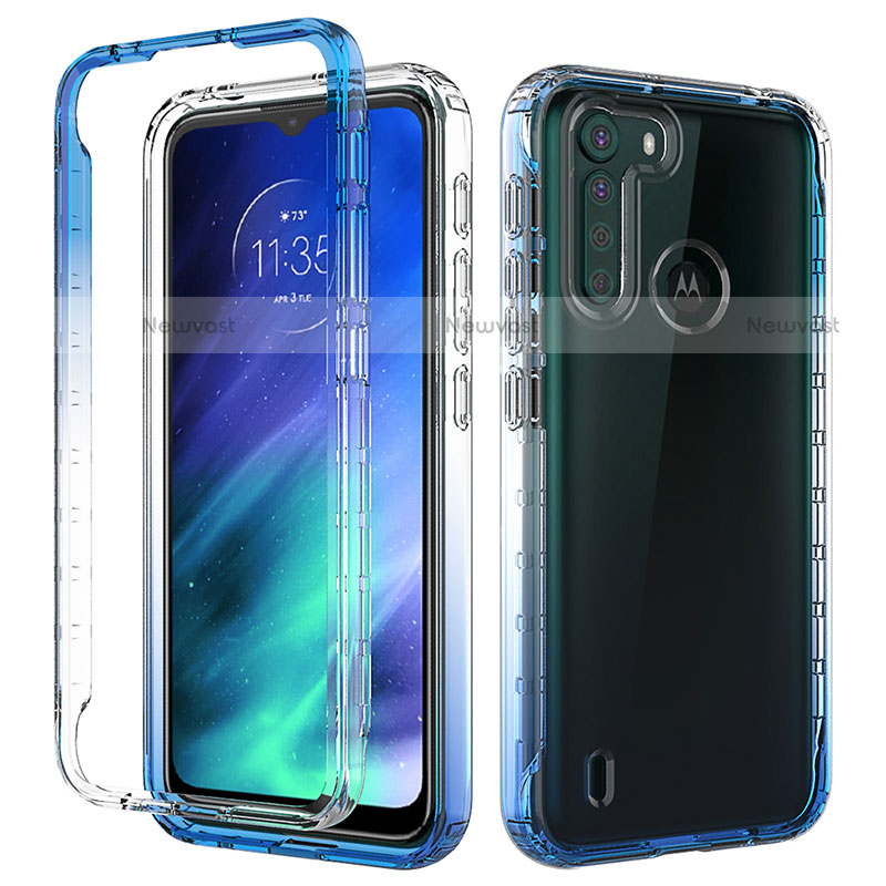 Ultra-thin Transparent Gel Gradient Soft Matte Finish Front and Back Case 360 Degrees Cover for Motorola Moto One Fusion