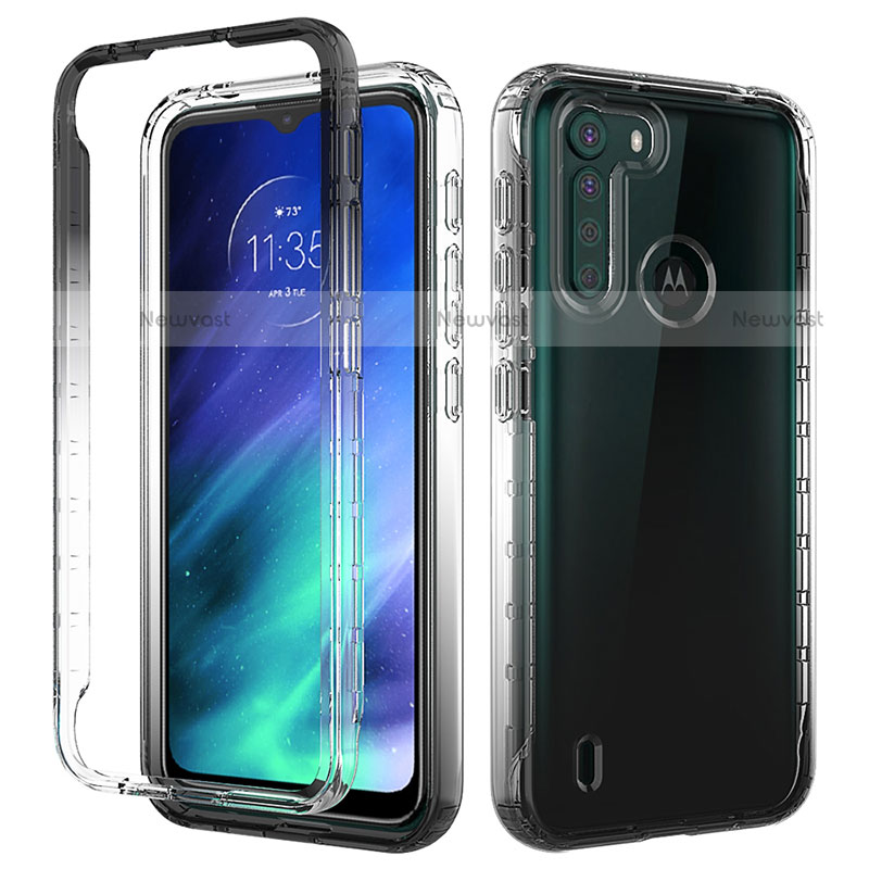 Ultra-thin Transparent Gel Gradient Soft Matte Finish Front and Back Case 360 Degrees Cover for Motorola Moto One Fusion