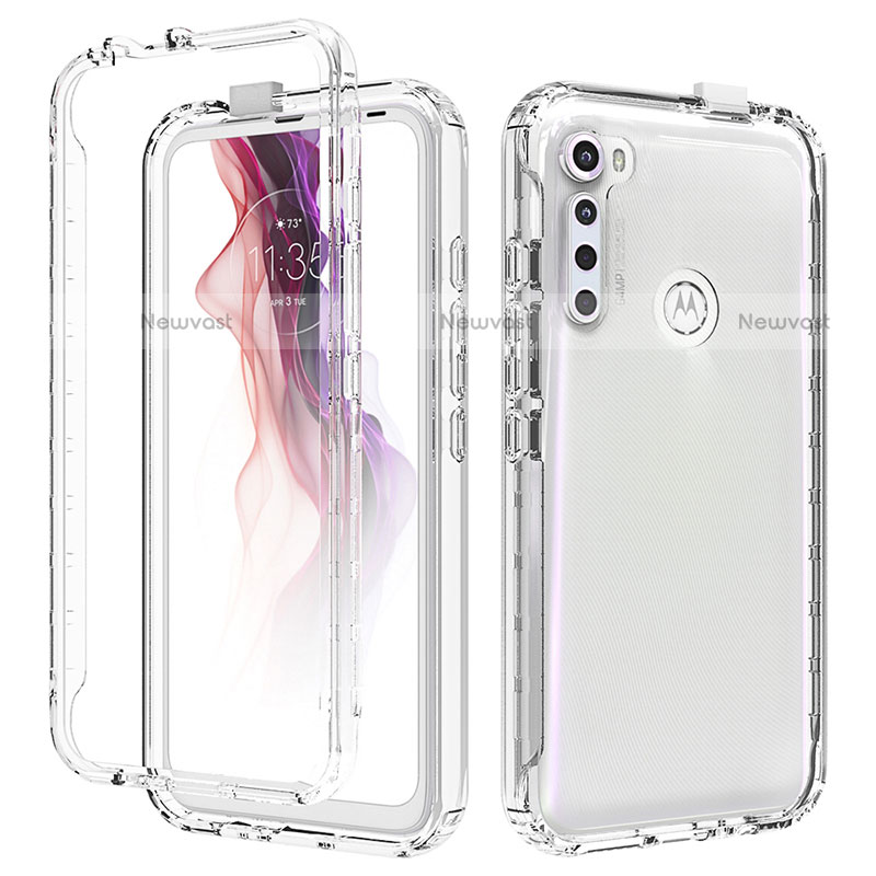 Ultra-thin Transparent Gel Gradient Soft Matte Finish Front and Back Case 360 Degrees Cover for Motorola Moto One Fusion Plus