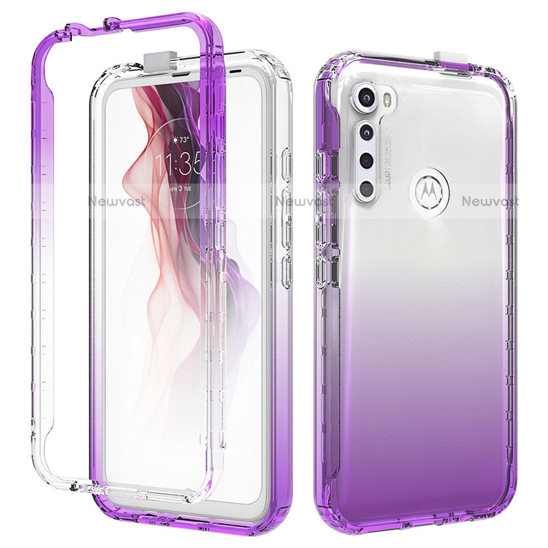 Ultra-thin Transparent Gel Gradient Soft Matte Finish Front and Back Case 360 Degrees Cover for Motorola Moto One Fusion Plus