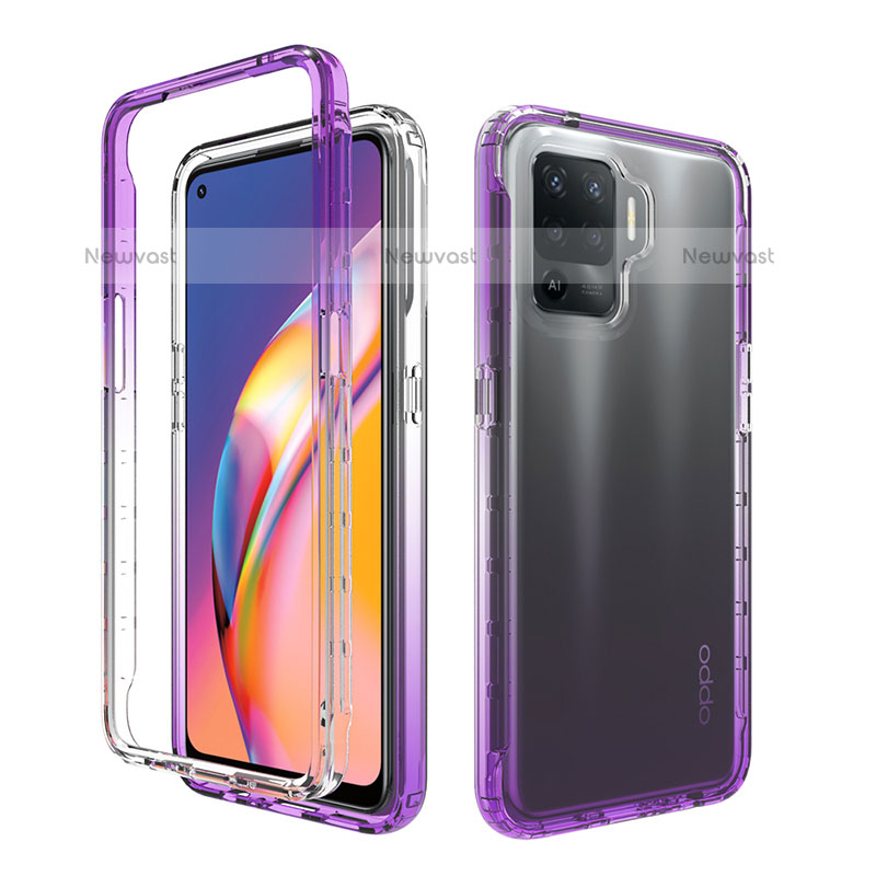 Ultra-thin Transparent Gel Gradient Soft Matte Finish Front and Back Case 360 Degrees Cover for Oppo F19 Pro