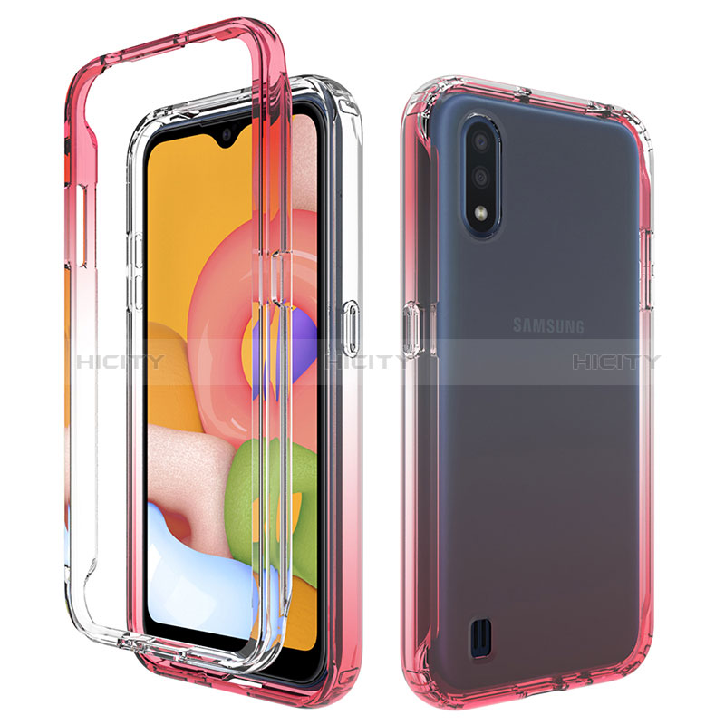 Ultra-thin Transparent Gel Gradient Soft Matte Finish Front and Back Case 360 Degrees Cover for Samsung Galaxy A01 SM-A015