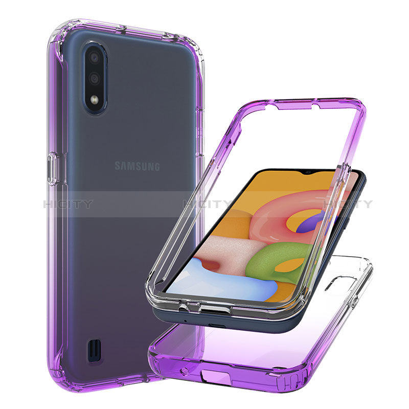 Ultra-thin Transparent Gel Gradient Soft Matte Finish Front and Back Case 360 Degrees Cover for Samsung Galaxy A01 SM-A015